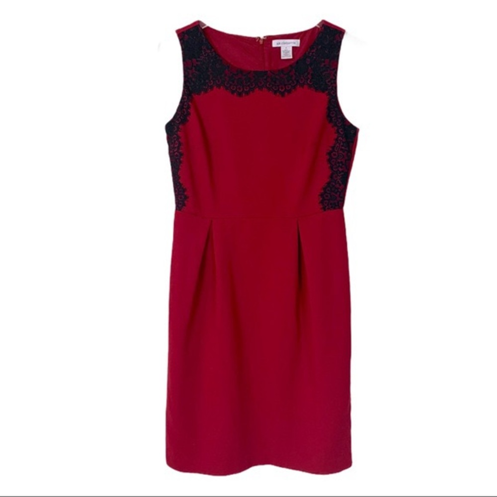 Liz Claiborne Red Dress w/ Black Lace Accent